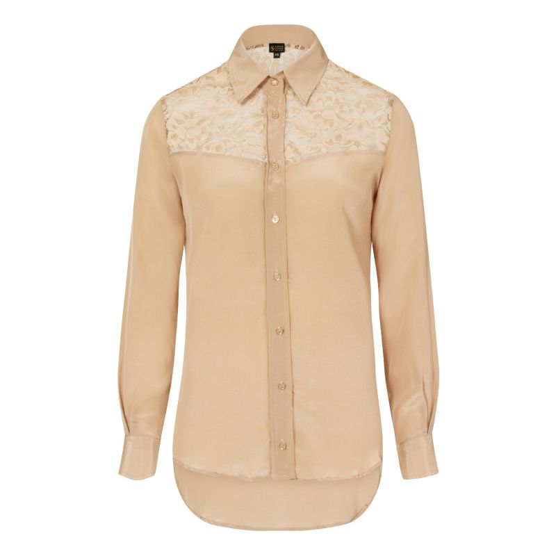 Beige Classic Silk Shirt image