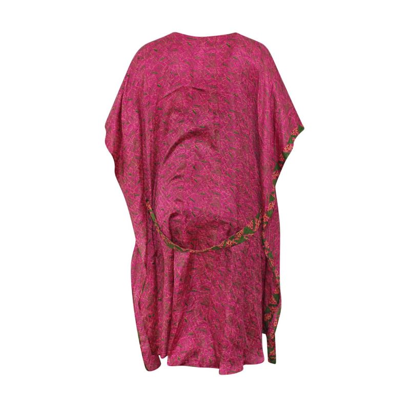Neem - Peppercorn Pink Vintage Silk Sari Kimono Style Wrap Dress image