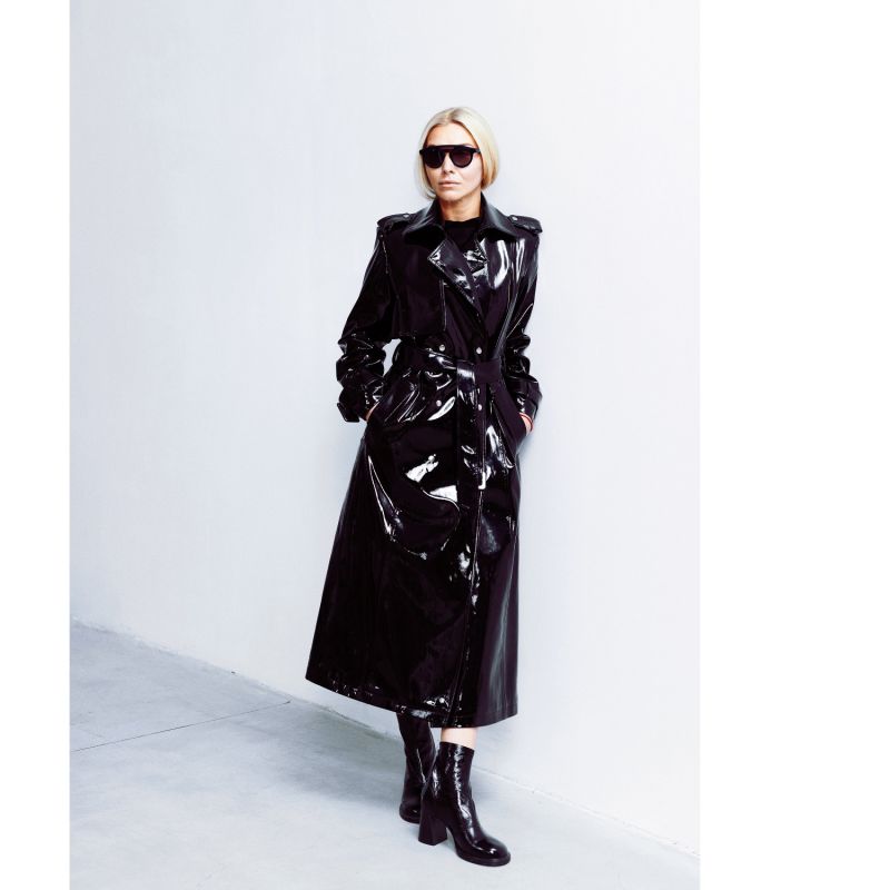 Fashion Black Lacquered Trench Coat image