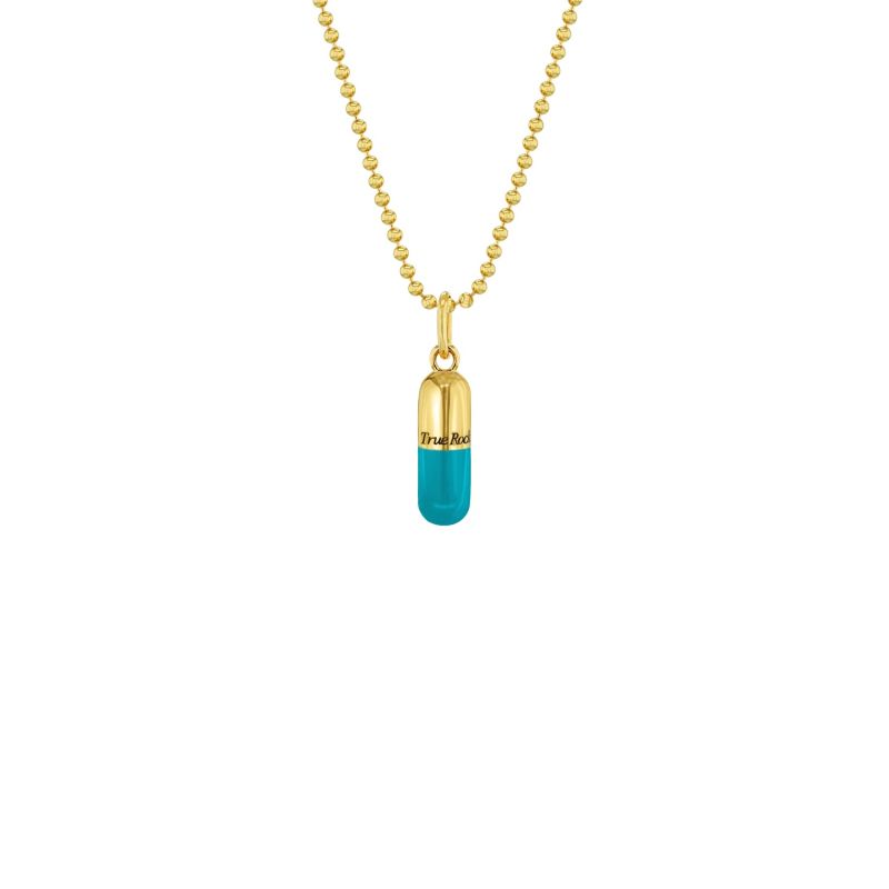 Turquoise & 18Kt Gold Plated Small Pill Pendant image