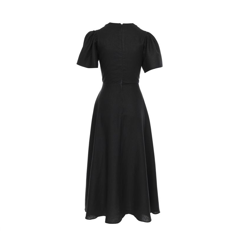 Brooklyn Retro Midi Dress in Black | ROSERRY | Wolf & Badger