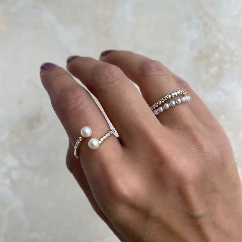Olivia Pearl Half Eternity Ring Rosario Navia Wolf Badger