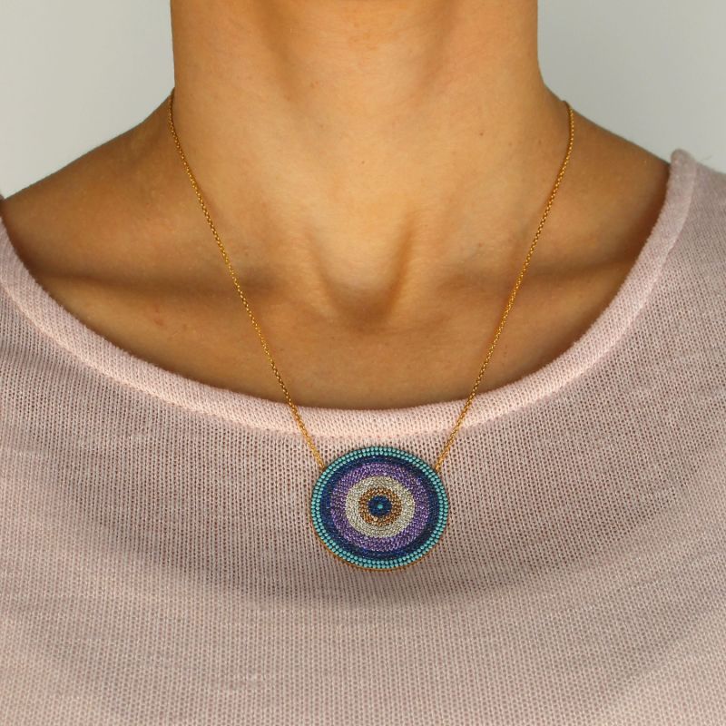 Multicolor Flat Disc Necklace image