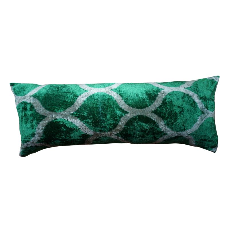 Emerald Xl Cushion In Silk Velvet Ikat image