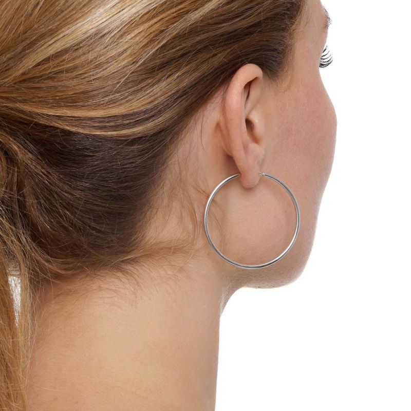 Skinny Thin Hoops Medium Silver image