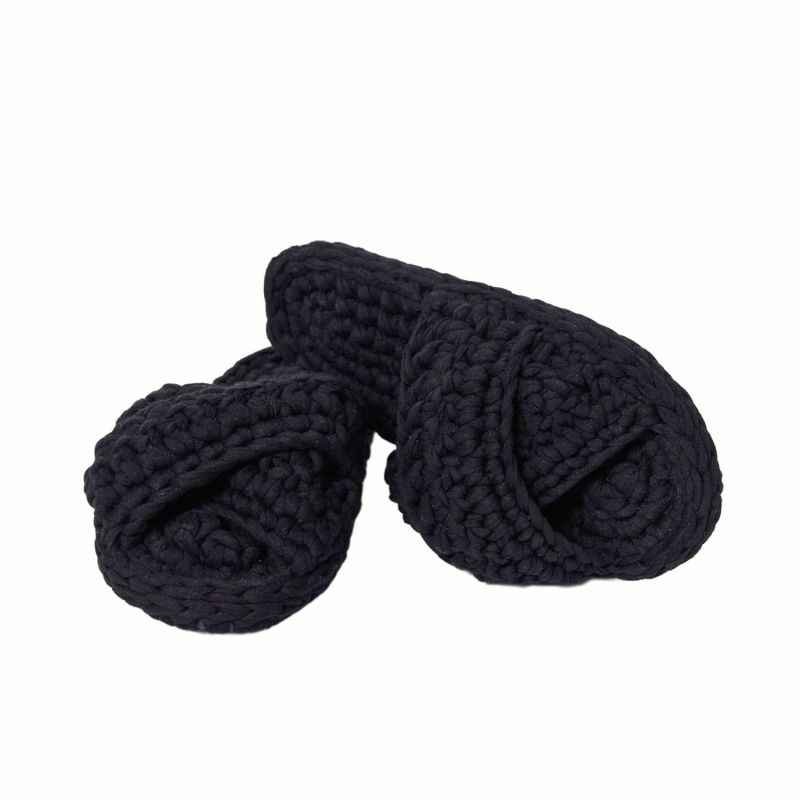 Handmade Crochet Slippers In Black image