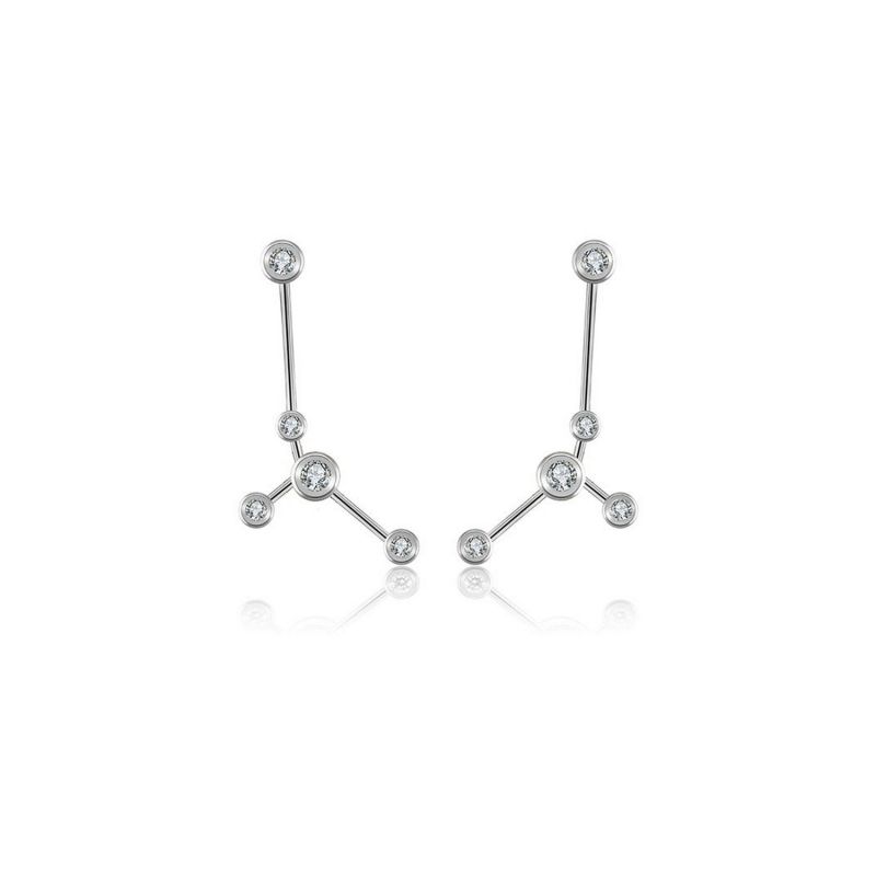 Cancer Zodiac Constellation Earring 18K White Gold & Diamond image