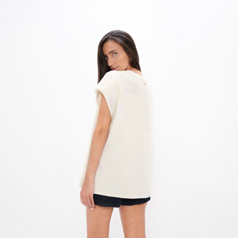 Muscat - Pyratex Seaweed Fibre Bold Shoulder Tee - Powder White image