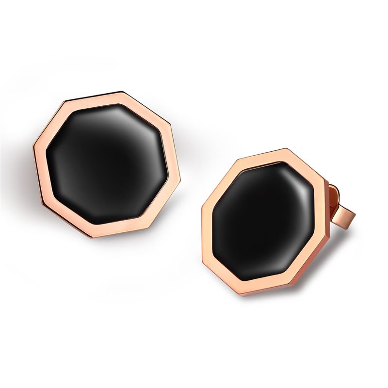 Okto Vintage Black Earrings - Rose Gold image