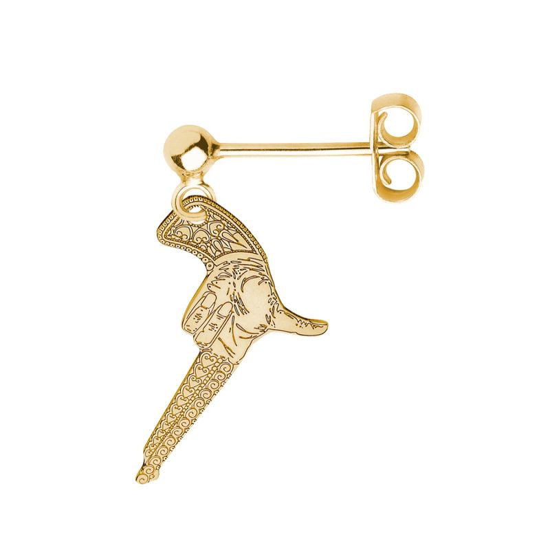 Gold Hand Gun Single Short Drop Earring image