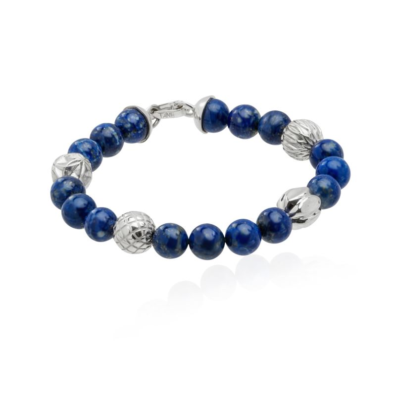 Handmade Silver Spheres & Lapis Lazuli Bracelet With Cactus Motif image