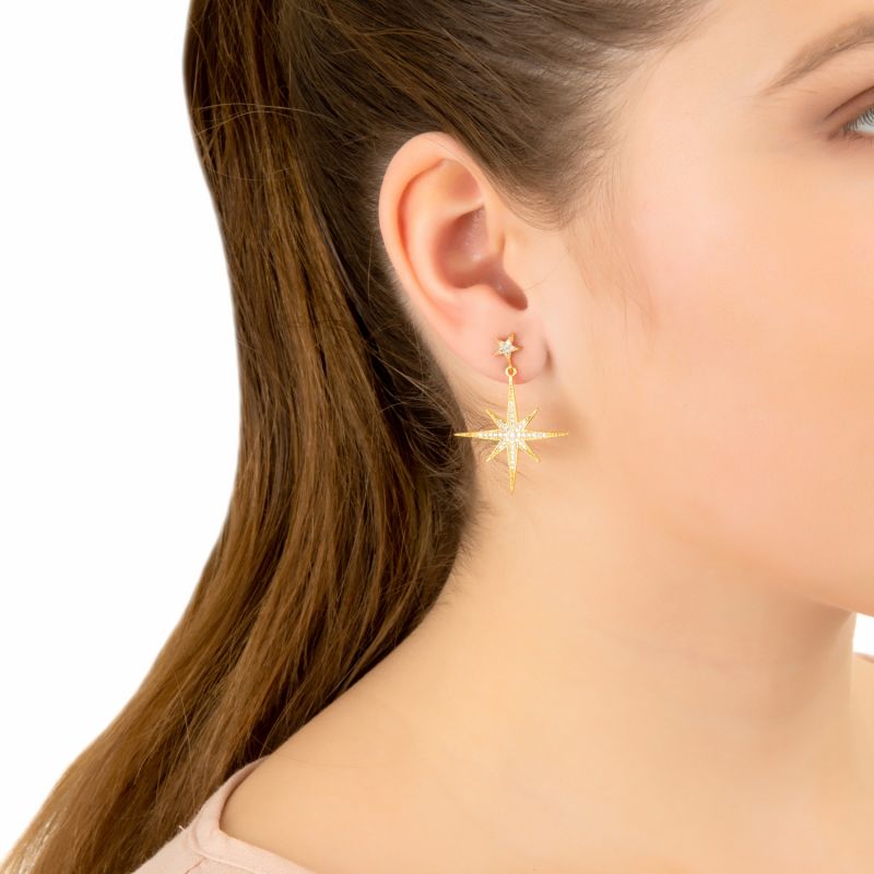 Petite Star Burst Drop Earring Gold image