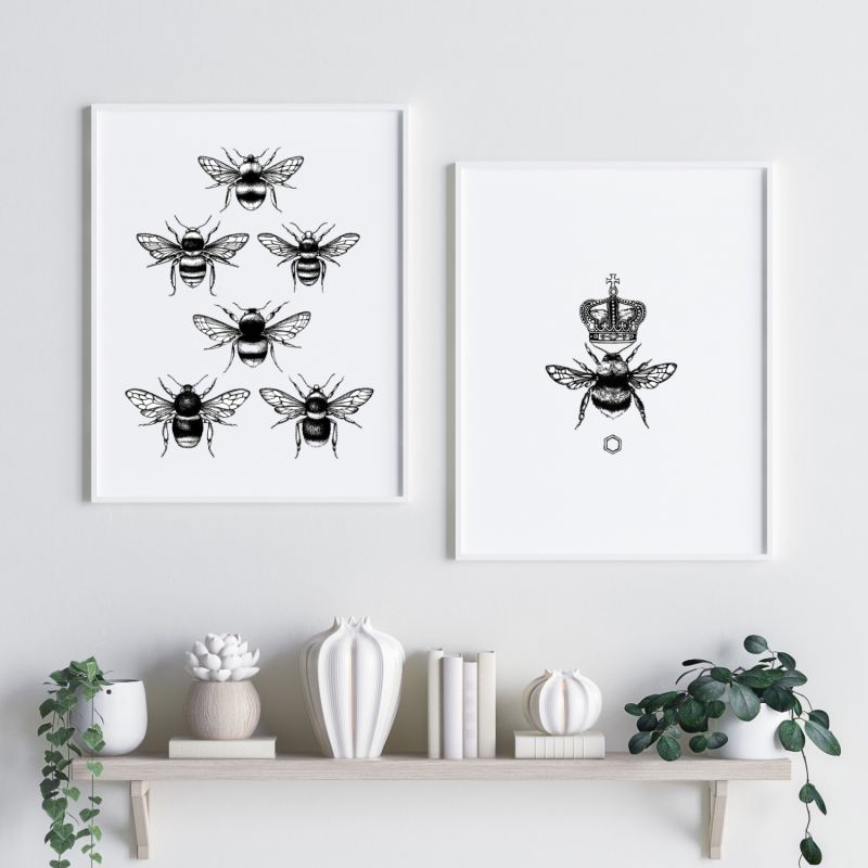 'British Bees' - Fine Art Print A5 image