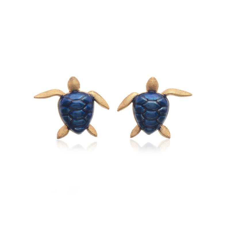 Navy Blue Sea Turtle Earrings image