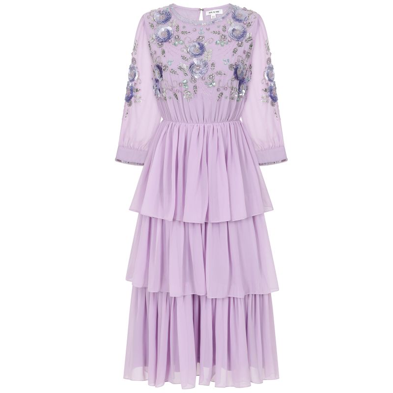 Yolanda Floral Embellished Midi Dress - Lilac image