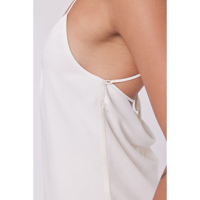 Multi Tie Suede-Satin Cami Top - White image