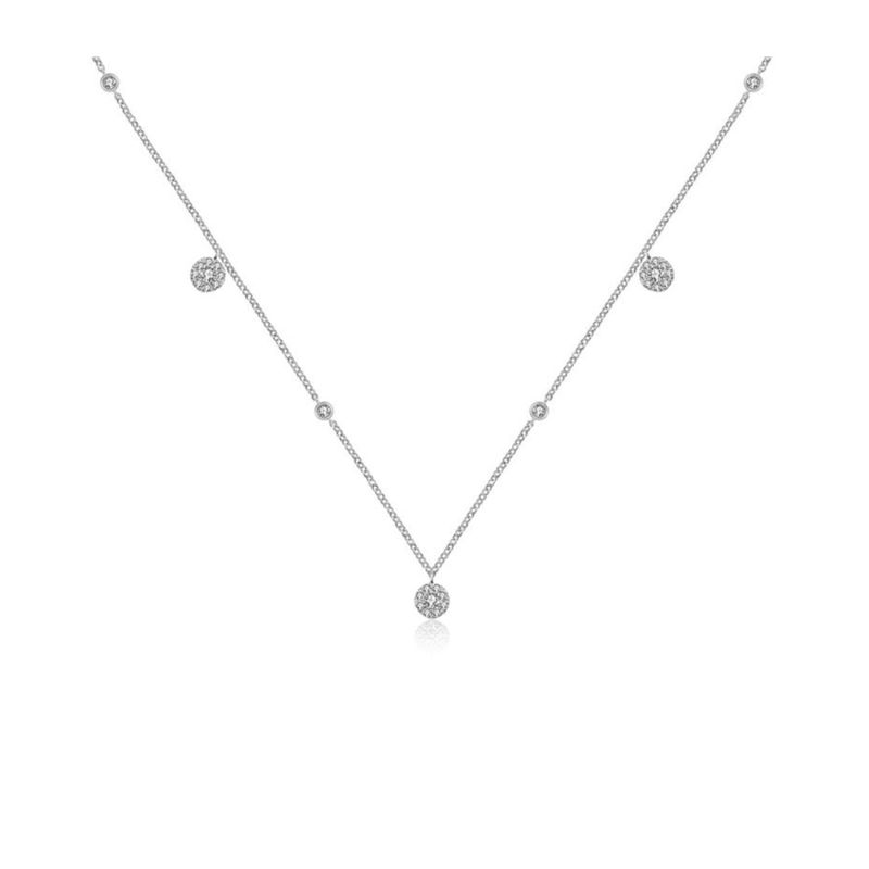 18K White Gold Round Shape Diamond Necklace / Choker image