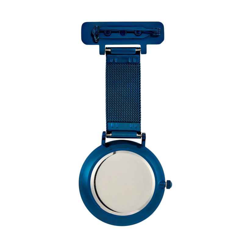 Annie Apple Silver Blue Mesh Nurse Fob Watch image