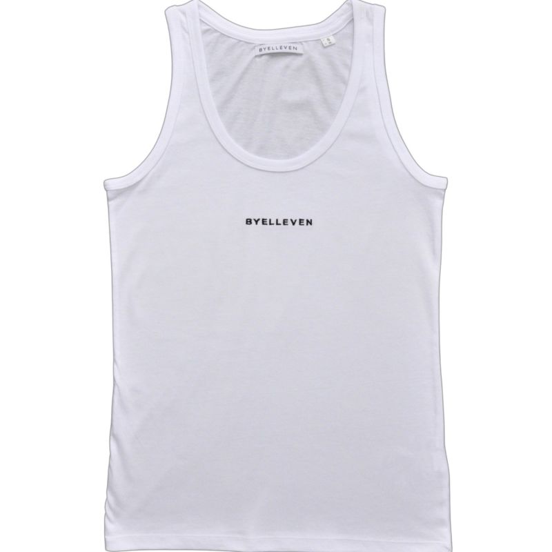 By Elleven Organic Cotton Embroidered Logo Tank In White image