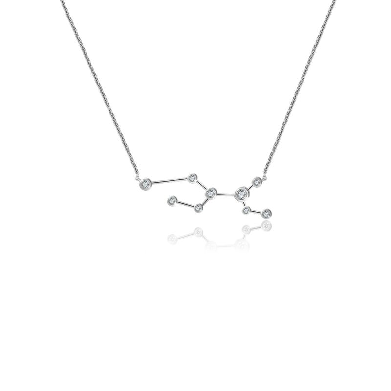 Virgo Zodiac Constellation Necklace 18K White Gold & Diamond image