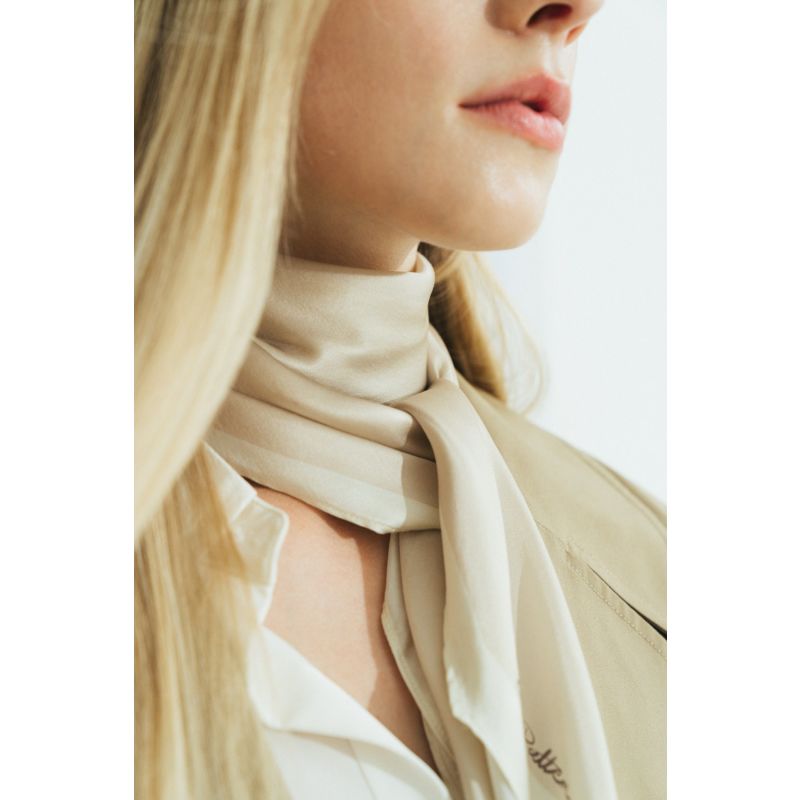 Satin Silk Neck Scarf - White image