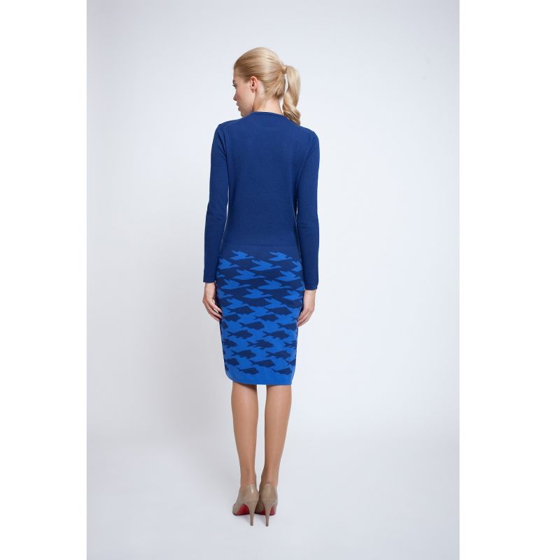 Sea & Sky Knitted Jacquard Dress In Two-Tone Blue image