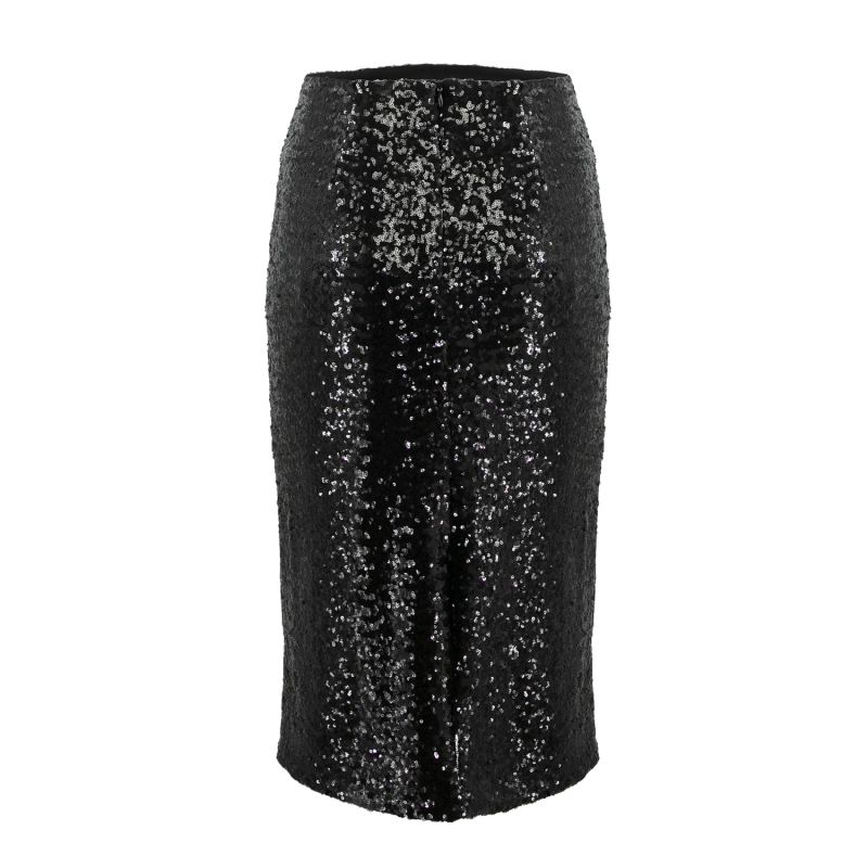 Glitz Sequined Midi Pencil Skirt In Black image