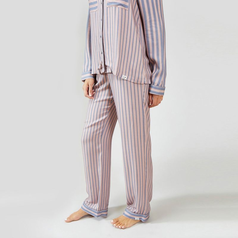 Boyfriend Fit Striped Pyjama In Pink & Grey image