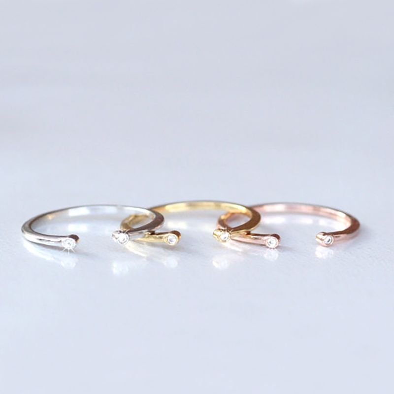 Natural Diamond Open Cuff Rose Gold Ring image