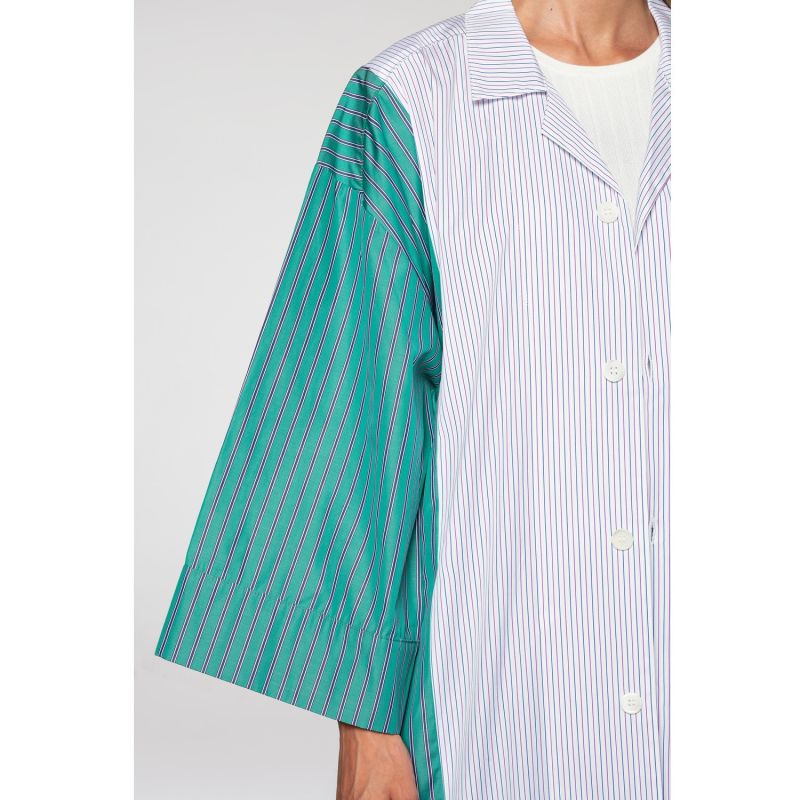 Yukata Shirt In Green Striped Poplin image