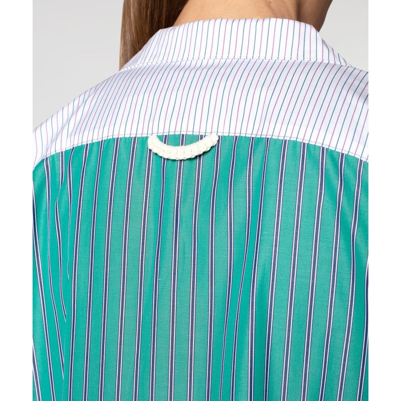 Yukata Shirt In Green Striped Poplin image