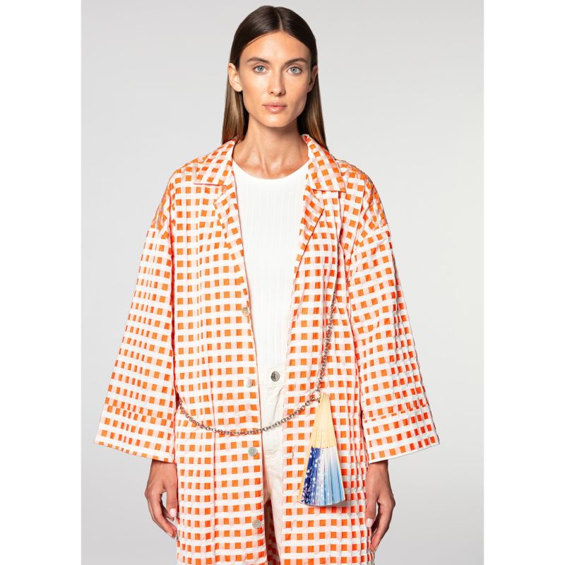 Yukata Shirt In Orange Gingham image