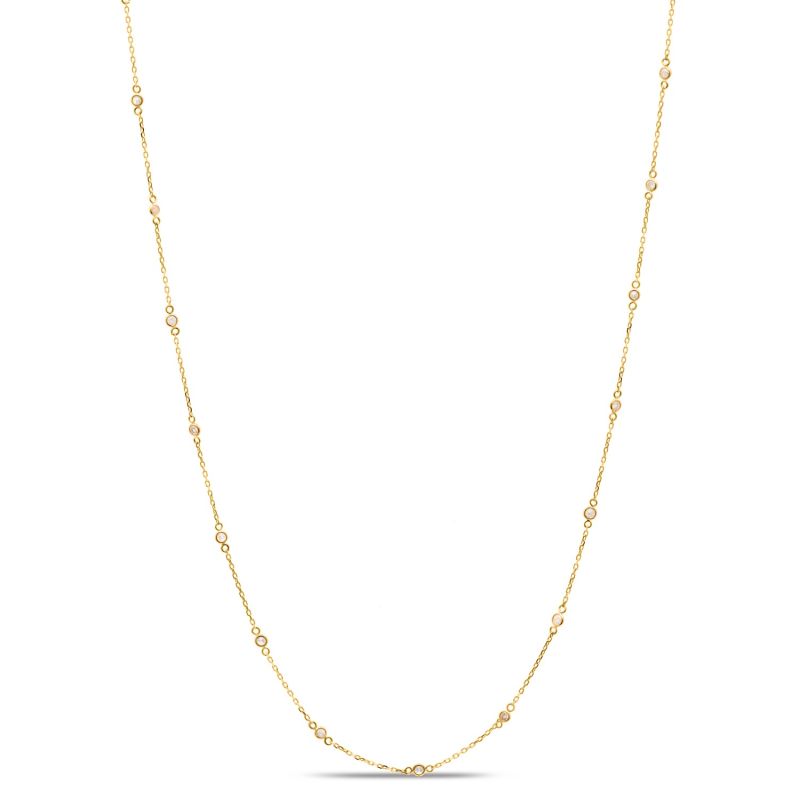 Diamond Fin Long Necklace In 18K Yellow Gold image