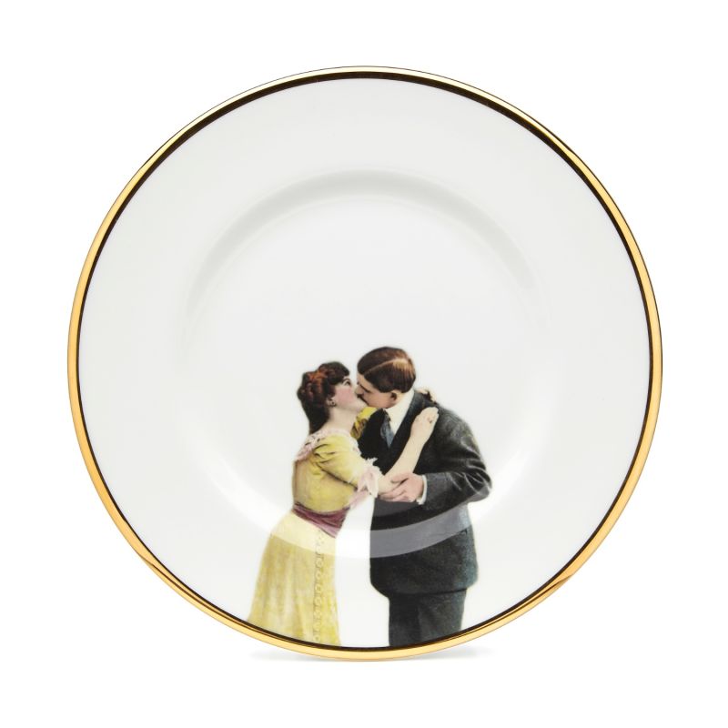 Kissing Couple Bone China Dessert Plate image