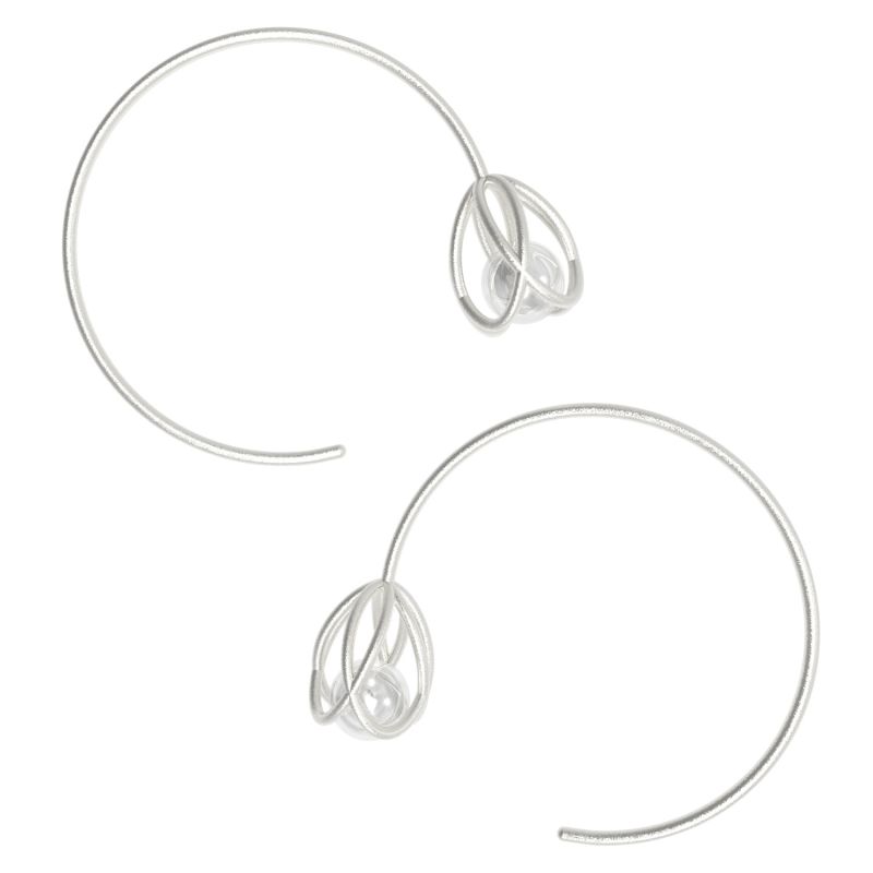 Flora Open Silver Hoops Clear Quartz Crystal image