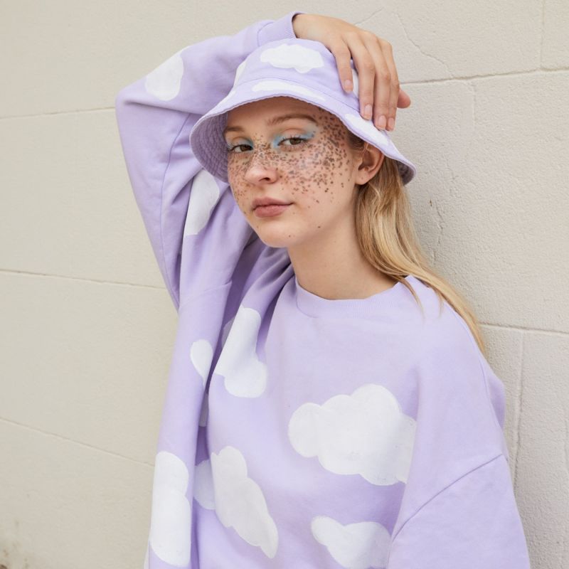 Oversized Pastel Lilac White Cloud Sweatshirt image