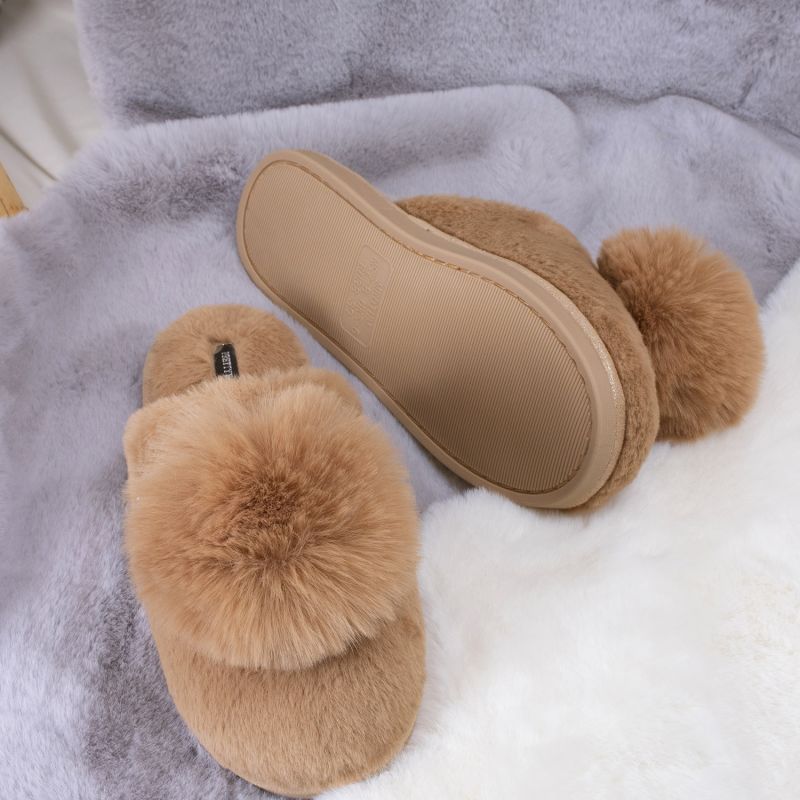 Etta Pom Mule Slippers In Camel image