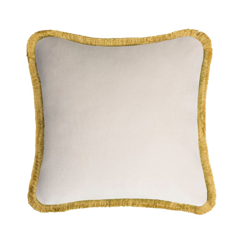 Dirty White With Yellow Happy Pillow image