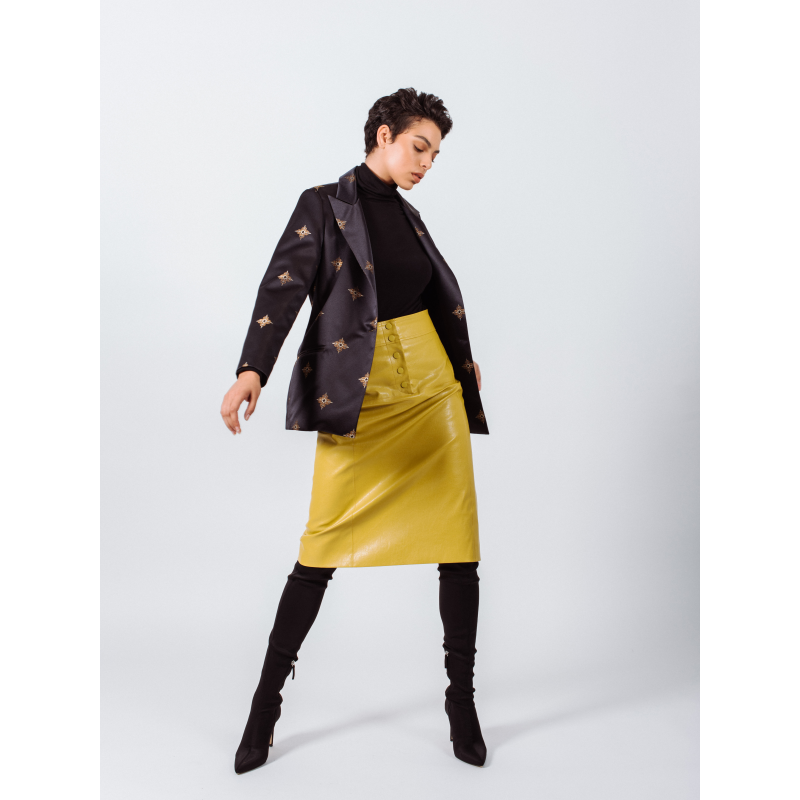 Power Woman Mustard Leather Skirt image