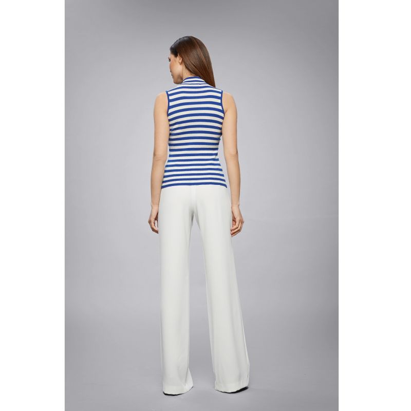 Henley Blue Striped Sleeveless Top image