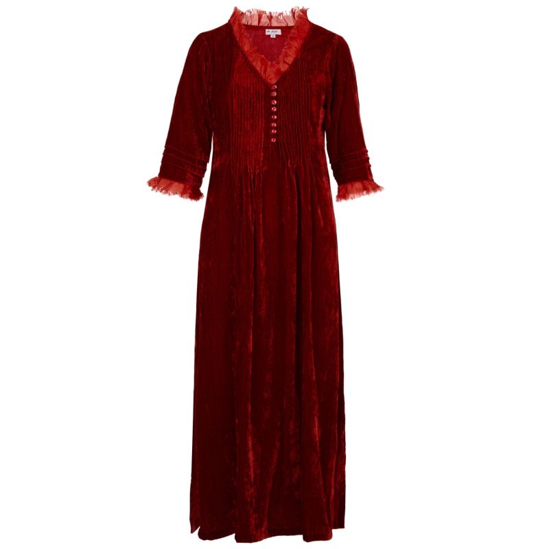 Silk Velvet Annabel Dress In Red | At Last... | Wolf & Badger
