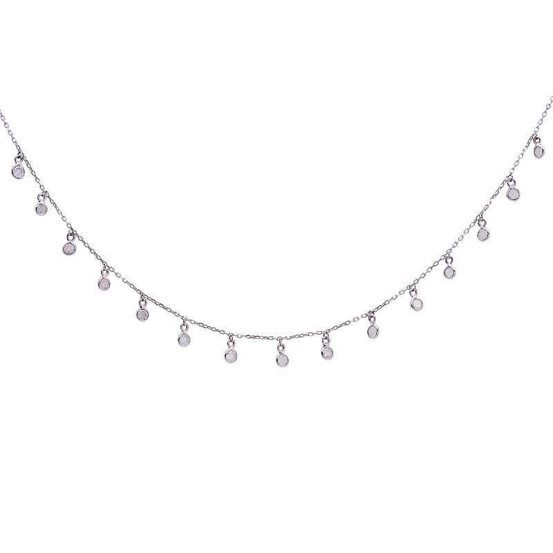 Organic Diamond Dangle Necklace In 18K White Gold image