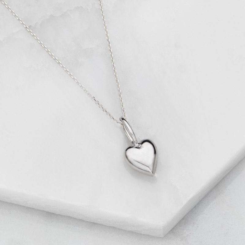 Solid Sterling Silver Heart Charm Necklace image