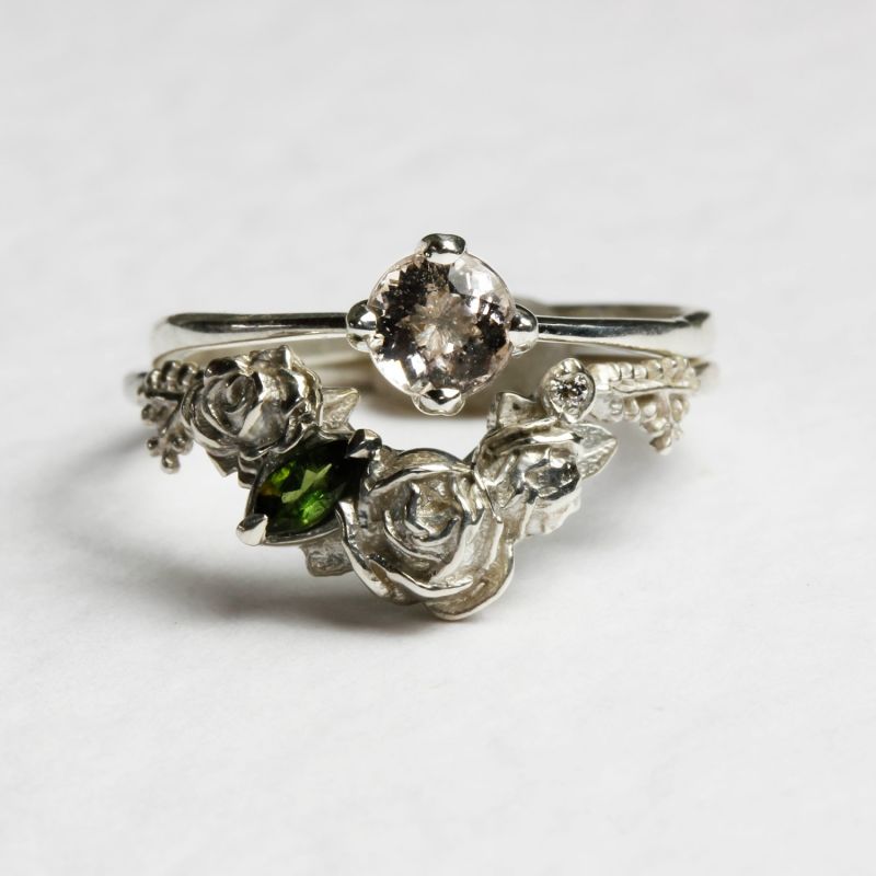 Morganite Petal Ring - Silver image