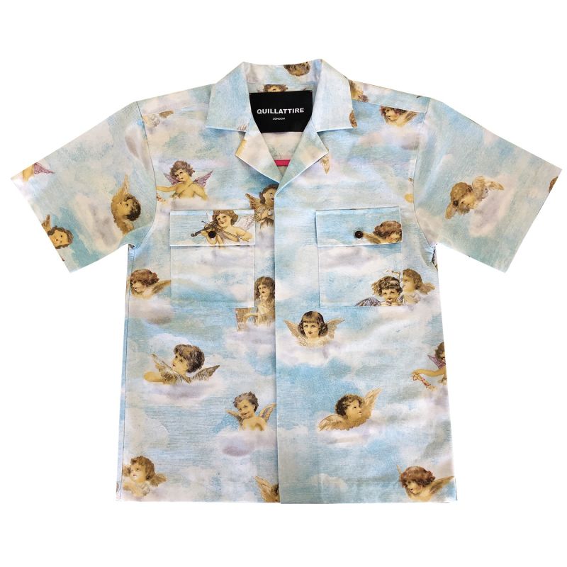 Boujee Blue Sky-Cupid Printed Boxy Shirt image