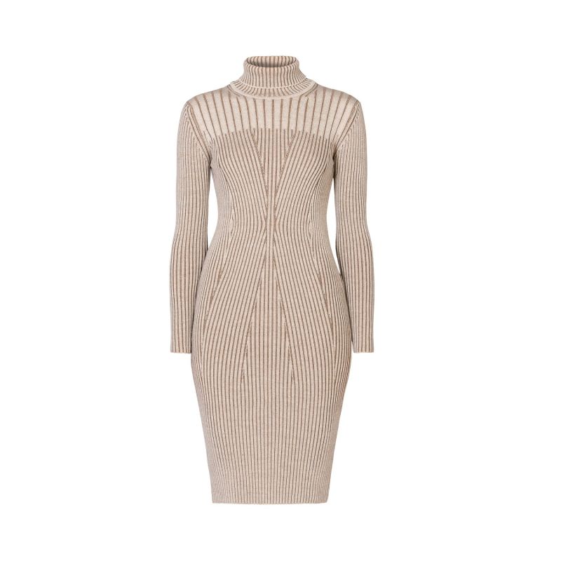 Cleo Oatmeal Two-Tone Ribbed Knit Dress image