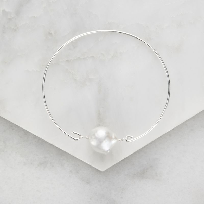 Sterling Silver Baroque Pearl Bangle image