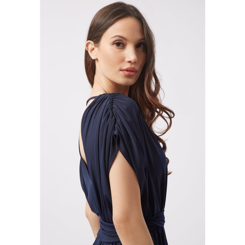 Navy Batwing Pleated Maxi Dress | James Lakeland | Wolf & Badger