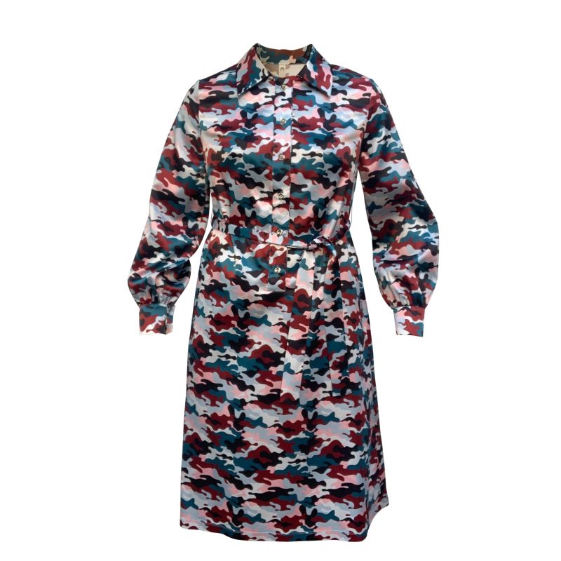 Elama - Sunset Camo Print Long Sleeve Shirt Dress image