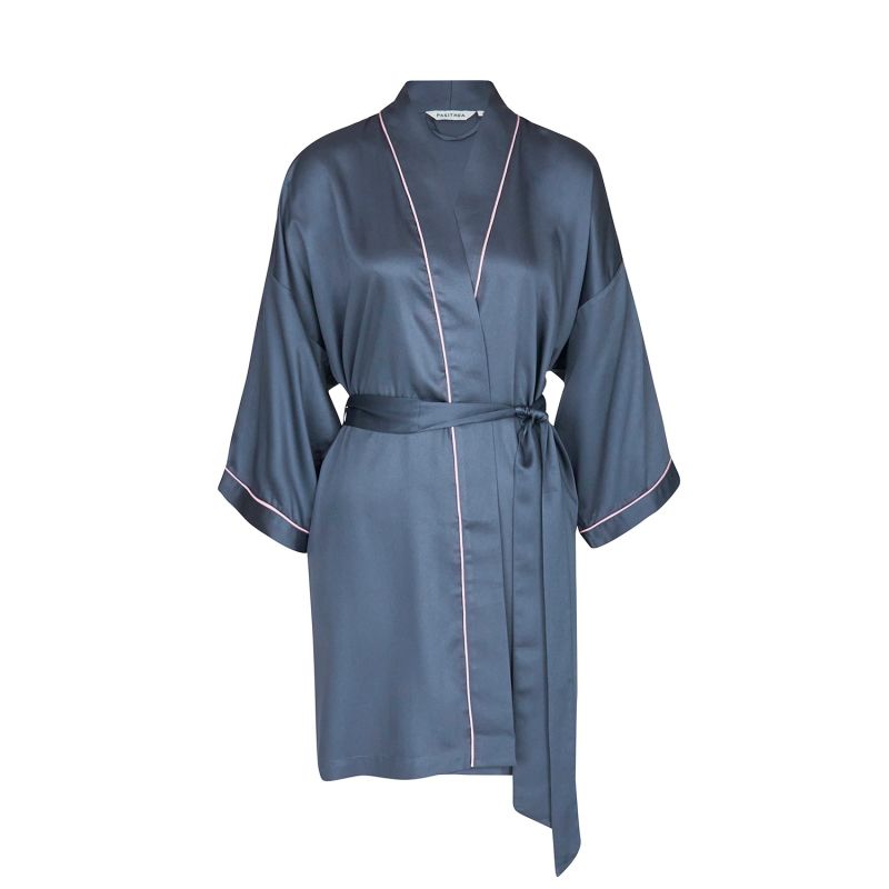 Silky Bamboo Robe In Blue image